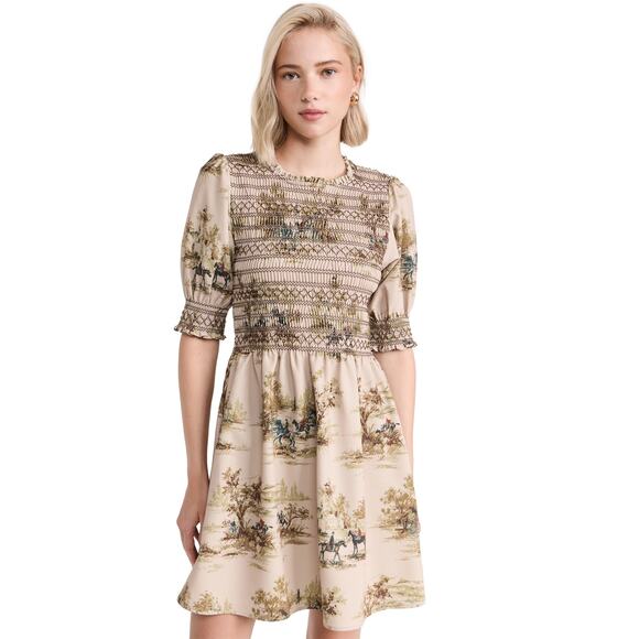 Hill House Dresses & Skirts - Hill House Home Vivi Smocked Nap Dress in Cream Equestrian Horse Print Large
